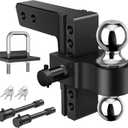 Kohree 6 Inch Adjustable Trailer Hitch Fit 2 Inch Receiver, Drop & Rise Heavy Duty Aluminum Tow Hitch with 2" Hitch Tightener & 2 Anti-Theft Locking Hitch Pins, Dual Ball 2" & 2-5/16"(12,500 LBS GTW)