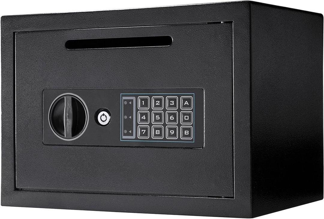 Barska Digital Depository Safe 0.57 Cu. Ft Front-Load Drop Box for Cash, Money & Mail, Multi-User PIN Code Lock, Steel Construction, Anti-Pry Hinges, Backup Keys, Ideal for Business or Office