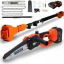 Electric Pole Saws for Tree Trimming 15ft, Cordless Pole Saw Chainsaw with Battery and Charger, 6"&8" Mini Chainsaw for High Tree Branches Pruning & Wood Cutting, Gifts for Men Dad Husband Gadget