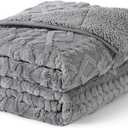 Topblan Weighted Blanket Queen Size 15lbs, Soft Jacquard Sherpa Heavy Blankets for Sleep Natural and Calming, Fluffy Cozy Sofa Bed Blanket for Winter, 60 x 80 inches