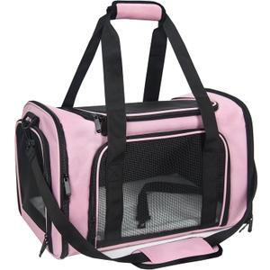 Soft Sided Carrier for Small Medium Cats Dogs,TSA Airline Approved Collapsible Travel Pet Carrier Medium Pink