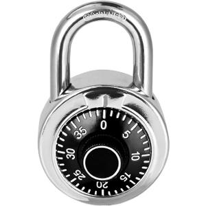 Combination Padlock 1 Pack, Fixed Dial Combination Padlock with Different Combinations, 2 in. Wide. Black Turntable, Lock for Gym & Locker, School, Toolbox, and More