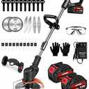 Cordless Weed Wacker with Wheels, 880W Battery Powered Weed Eater