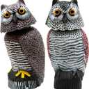Owl Decoy to Scare Birds Away Scarecrow Fake Owl with Rotating Head 12 inch Tall (Set of 2)