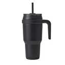 REDUCE 40 oz Stainless Steel Tumbler with Handle - Dual-Wall Vacuum Insulated Travel Mug, Sweat-Proof Lid & Reusable Straw - Keeps Drinks Cold for 24 Hrs, Fits Cupholders, Dishwasher Safe - Phantom Black