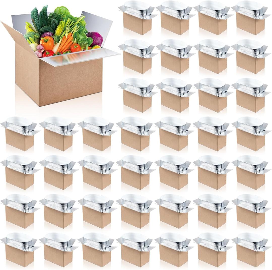 Nuanchu 50 Pcs Insulated Shipping Box with Liner Bag, 9" x 5" x 6"