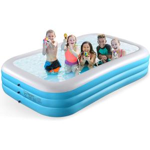 Inflatable Pool for Kids and Adults-130"*72"*22" Full-Sized Inflatable Swimming Pool Leakproof Blow Up Above Ground for Backyard Outdoor Garden Summer Water Party Blue