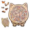135-Piece Colored Cat Shaped Wooden Jigsaw Puzzle, Cats Shaped Wooden Puzzle, Unique Animal Shape Wood Puzzle, Creative Gifts for Cats Lovers, Home Decor,Valentine's Day Gift (#A)