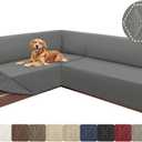 ALIECOM Corner Sectional Couch Covers L Shape Sofa Covers Washable Reversible Couch Cover for Sectional Slipcover U Shape Pet Dogs Furniture Protector with Elastic Straps (Dark Gray, X-Large)