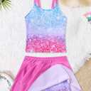 ALISISTER Girls Swimsuit Size 8-10 Bathing Suit Two Piece Tankini Galaxy Summer Beach Space Swimwear with Shorts 9 Year Old
