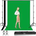 EMART Photo Video Studio Backdrop Stand Kit, 8.5x10ft Adjustable Photography Greenscreen Support System with 3 Polyester Backgrounds for Photoshoot (Black White Green)