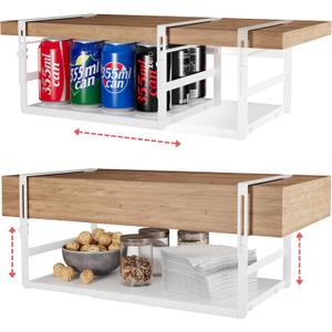 Under Shelf Storage Basket Organizer Expandable - Adjustable Width Height Cabinet Space Saver - Clip On Metal Hanging Rack - 30lb Capacity Kitchen Office Bathroom Declutter Solution - 2 Pack, White