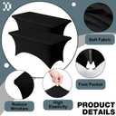 Trlyc 2 Pack 6FT Spandex Table Cloth - 72 x 30 Inch Rectangular Stretch Tablecloth, Wrinkle Resistant Scretch Table Cover for Wedding, Party, Banquet, Picnic, Outdoor Decoration (2Pcs,Black)
