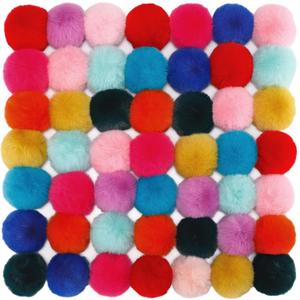 Suncalla 50 Pcs Faux Fur Pom Poms for Hats 3 Inch Fluffy Large Pompoms Balls with Elastic Loop for Beanie Shoes Scarves Gloves Keychains Bags Accessories Clothes Knitting Crochet Items DIY Balls (Bright Color)