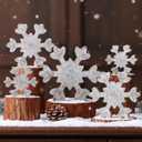 Thyle 5 Pcs Winter Wooden Snowflake Table Decor Snowflake Wonderland Tiered Tray Decor Let It Snow Tabletop Decorations Centerpiece Farmhouse Block Signs for Winter Party Kitchen Home (Farmhouse)