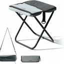 2-in-1 Portable Folding Stool with Crossbody Carry, Converts to Bag with Mesh Storage, Oxford Fabric High-Carbon Steel, for Camping Fishing, Large Size 24x30x30cm, Gray Color