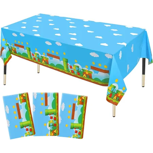 KARODEC 3 PCS Video Games Party Tablecloth, Plastic Disposable Super Brothers Table Cover for Mari Video Games Birthday Party Decorations Supplies, 108in x 54in