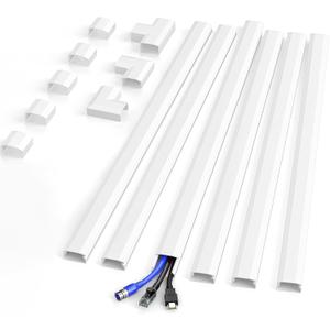 Delamu Cord Hider Wall, Cord Covers for 2-3 Wires, Easy Set up Cable Hider Wire Covers for Cords on Wall, Self-Adhesive Wire Hiders for TV on Wall, Cable Cover Management Kit, W1.0 H0.53in, White