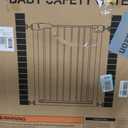 Mumeasy 29.7-40.6" Baby Gate for Stairs, Auto Close Dog Gate for Doorways, Pressure Mounted No Drill Pet Gate with Easy Walk Thru Door, Double Lock, Black