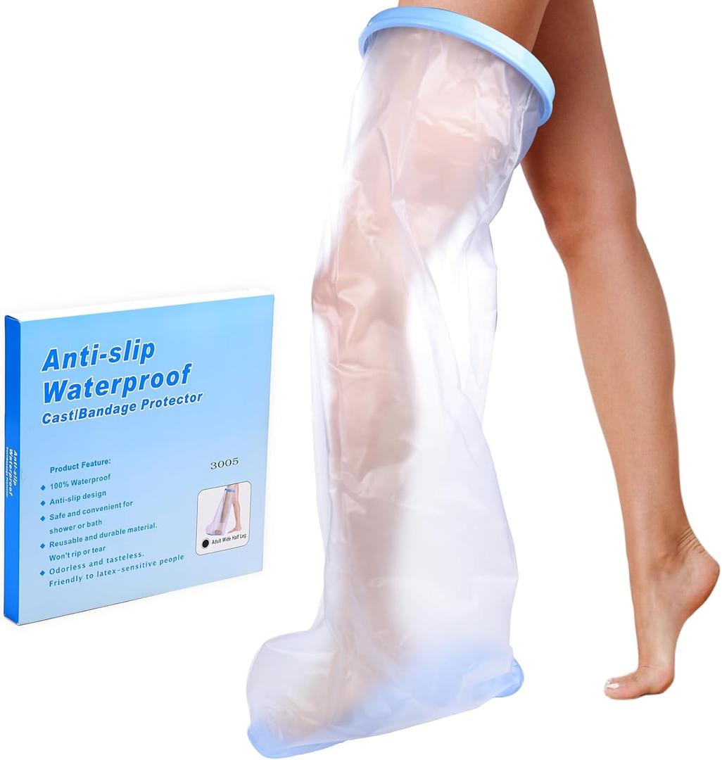 Bukihome Shower Watertight Foot Protector,Extra Wide Full Leg Cast Cover, Adult Leg Cast Covers, Extra Large Capacity Adult Thigh Tension & Super Waterproof Leg Protector, for Thigh Size (Clear)