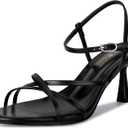 wetkiss Strappy Kitten Heels For Women Low Heel Comfy Sandals Adjustable Ankle Strap Round Open Toe For Homecoming Party Dress Wedding (Black, 8)
