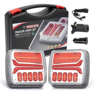 SUPAREE 2PCS LED Wireless Magnetic Trailer Tail Light Kit, Rechargeable Towing Lights with 7 Way to 4 Way Transmitter, Waterproof Tow Lights for Trucks, Trailers, Campers, RVs, Boats, and Caravans SUPAREE 2PCS LED Wireless Magnetic Trailer Tail Light Kit, Rechargeable Towing Lights with 7 Way to 4 Way Transmitter, Waterproof Tow Lights for Trucks, Trailers, Campers, RVs, Boats, and Caravans