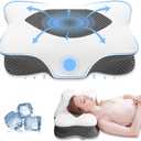 Anvo Cervical Pillow for Neck Pain Relief - Neck Pillows for Pain Relief Sleeping - Pillow for Neck and Shoulder Pain - Ergonomic Design for Side Back Stomach Sleeper-Grey Queen Firm (FIRM - Queen(25.4 x 16.2 x 5.1)Inch)