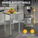 VIVOHOME 24 x 24 Inch Stainless Steel Work Table with Backsplash, Prep Commercial Table with Wheels for Restaurant, Hotel, Home and Warehouse