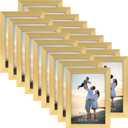 Hoikwo 18 Packs 3.5x5 Gold Multi Plastic Picture Frames Set with Plastic Cover for Family Photos, Artwork, Light Weight Bulk 3.5 by 5 Frames Pack for Wall Hanging and Table, Stylish Picture Frames