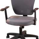 Office Computer Chair Cover Stretch Universal Jacquard Seat Slipcover 2 Piece for Desk Rotating Armless Chair, Removable Washable Anti-dust Chair (Grey)