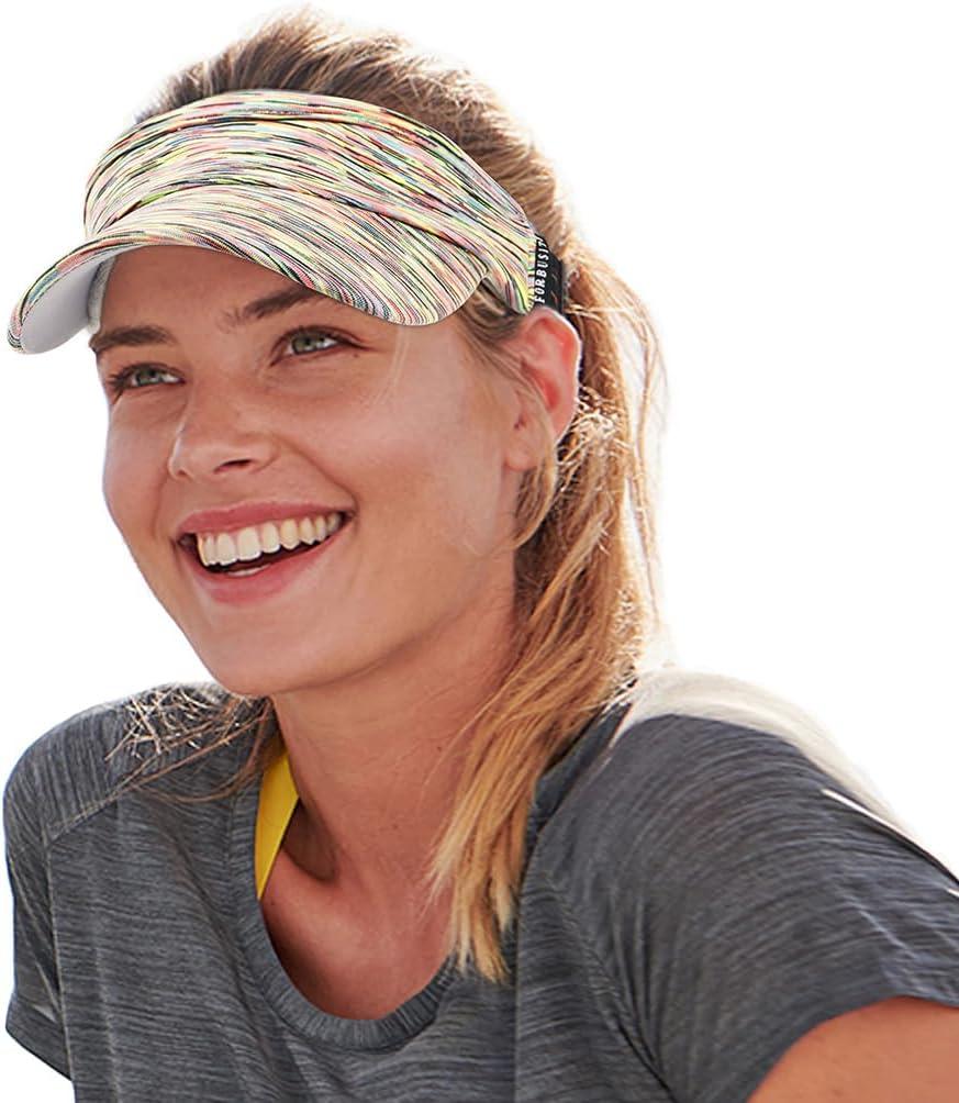 Women Sun Sport Visor Hats for Running,Tennis,Golf - Adjustable & Lightweight (V206-yellow)