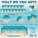 Beach Party Supplies, 142Pcs Ocean Waves Birthday Party Supplies Tableware Set Summer Pool Party Decorations Plates,Cups,Napkins,Banner,Tablecloth for Hawaiian Party Birthday Decorations