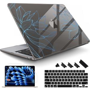 May Chen for MacBook Air 13.6 inch Case A3240 A3113 A2681 M4 M3 M2 Chip, 2025 2024 2023 2022 Release, Ultra-Thin Plastic Hard Shell Case for MacBook Air 13.6" with Retina Display, Botanical line