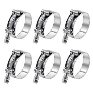 6 Pack 1.75 inch T-Bolt Hose Clamps, Stainless Steel_304 Working Range 51mm-59mm for 1.75" Hose ID, Turbo Intake Intercooler Clamp for Automotive
