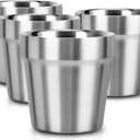 Beasea Stainless Steel Cups 8 oz, Metal Drinking Cups Set of 4, Stackable Stainless Steel Cups Double Wall Small Cup Insulated Drinking Cups Glasses for Home Restaurant Party Camping