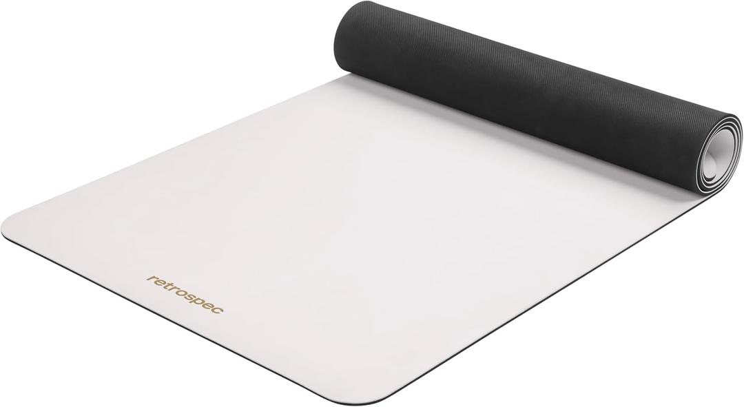 Retrospec Laguna 5mm Yoga Mat - Fitness Mat for Women, Men & Children, Slip-Resistant and Moisture Absorbing Exercise Mat for Home, Pilates, Yoga and Floor Workouts, Rosewater