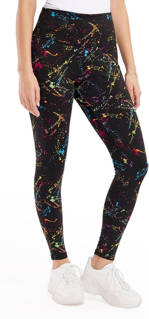 Tipsy Elves Women's Leggings - Full Length Bright and Neon Paint Splatter, Rainbow, and Patterened Leggings for Women (X-Large)