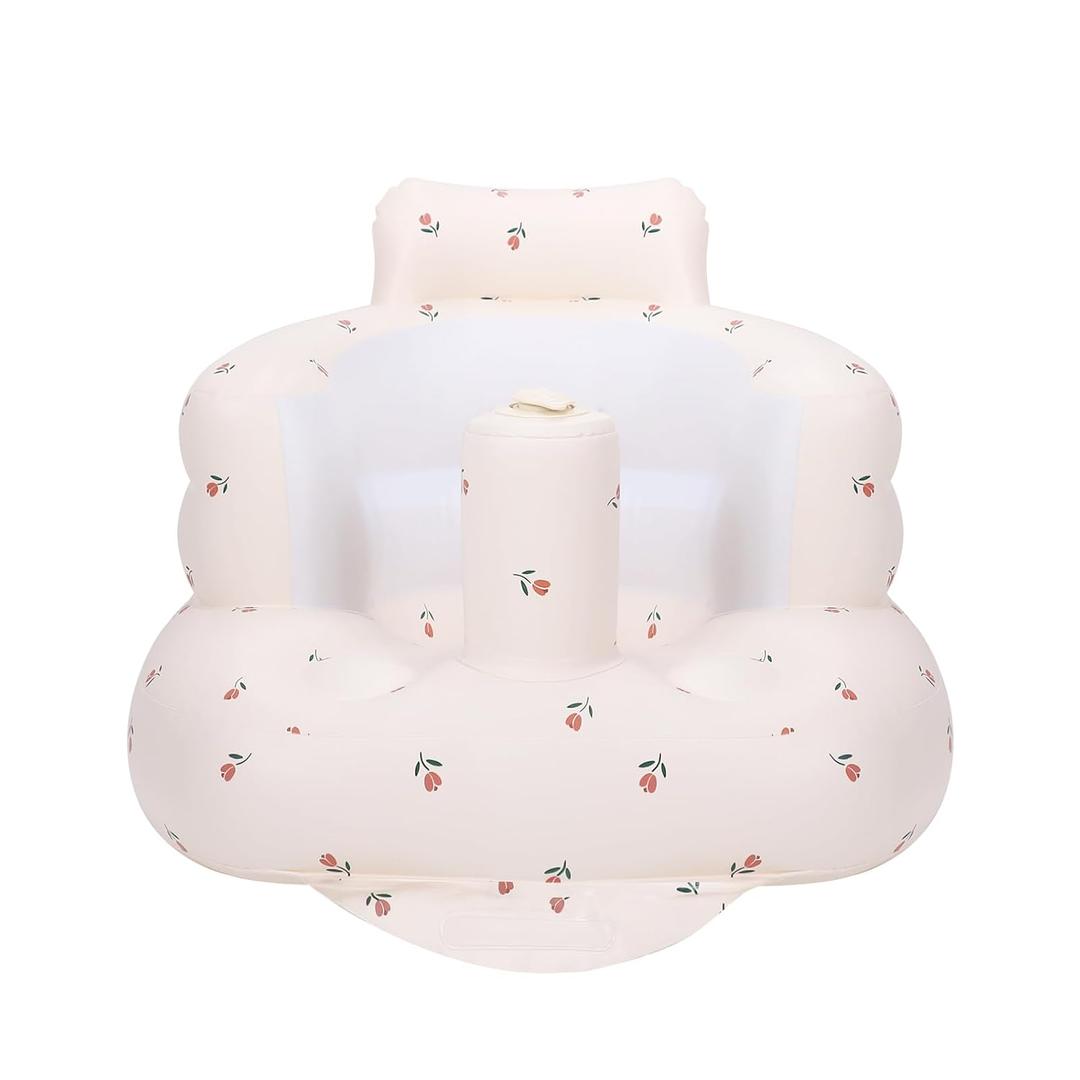 AirSwim Inflatable Baby Chair, Inflatable Baby Seat for Babies 3 Months and Up, Summer Blow Up Chair with Built in Air Pump, Infant Floor Seats for Learning to Sit, Palying, Camping, Tulip