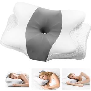 Oerdoh Neck Pillow - Memory Foam Pillow for Side, Back & Stomach Sleepers with Ergonomic Support, Cervical Neck Pillow for Neck Pain Relief, Dreamers Relief Pillow for Office, Travel & Home
