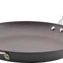 Rachael Ray 87631-T Cucina Hard Anodized Nonstick Skillet with Helper Handle, 14 Inch Frying Pan, Gray/Red