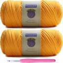 Mooaske 2 Pack T-Shirt Crochet Yarn for DIY Knitting Crochet Cloth Blanket Bag Dolls - 400g Chunky Thick Yarn for Crocheting with Polyester-Spandex Blend Elastic Fabric (Ginger)