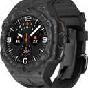 Luxury Carbon Fiber Case Band for Samsung Galaxy Watch Ultra 47mm, Rugged Military Protective Face Cover with Tactical FKM Strap for S7 Men