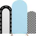 Mindsoft Fast Party Arch Backdrop Cover Set of 3 Racing Theme Arch Covers Spandex Stretch Backdrop Stand 4ft, 5ft, 6ft for Wedding Birthday Banquet Ceremony Decoration(Blue)