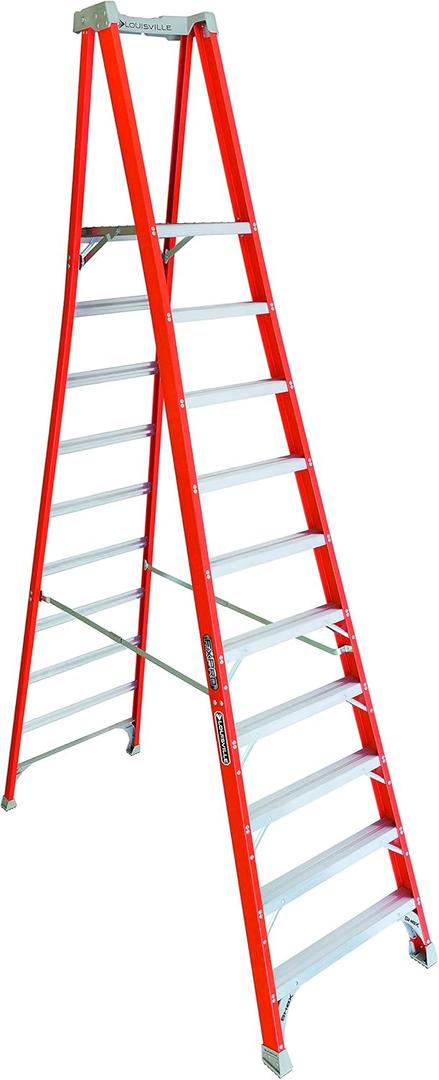 Louisville Ladder 10-Foot Fiberglass Pro Platform Ladder with Extended Rail, 300-Pound Capacity, Type IA, FXP1710