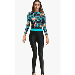 Akaeys Women's Full Body Swimsuit Rash Guard One Piece Long Sleeve Long Leg Swimwear with UV Sun Protection S