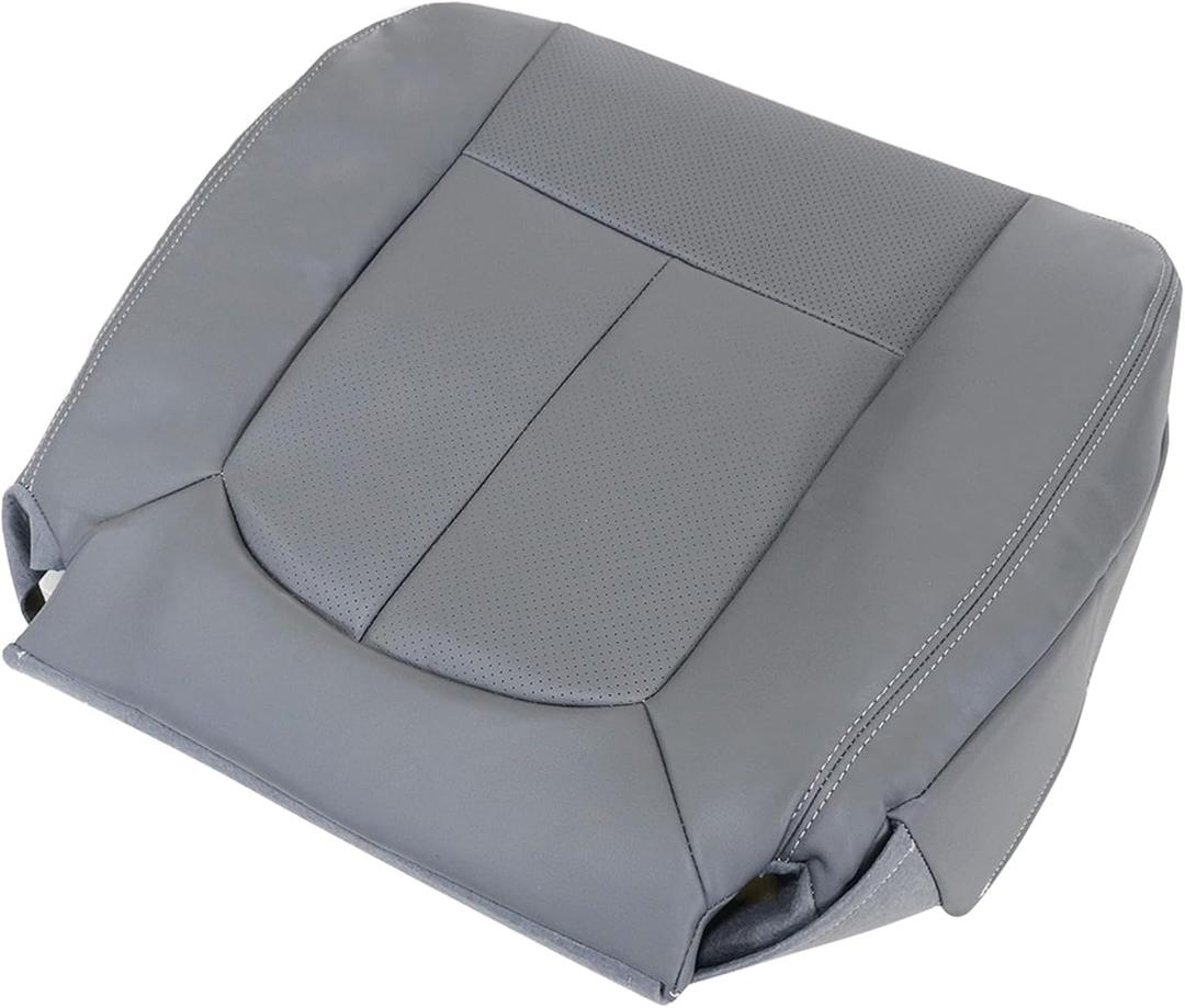 NLQR Gray Front Driver Side Bottom Replacement Perforated Microfiber Leather Seat Cover Compatible with Ford F150 2009 2010 2011 2012 2013 2014 F250 F350 F450 F550 2011 2012 2013 2014 2015 2016