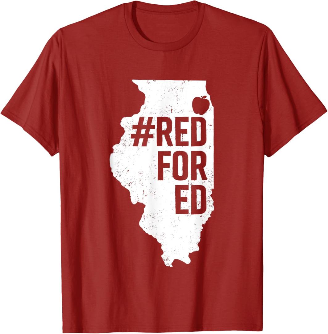 Red For Ed Shirt Illinois State Outline Teacher RedforEd T-Shirt for Men Women Kids, 3XL
