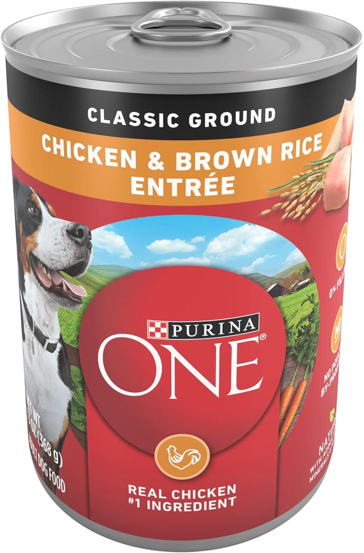 Purina ONE Classic Ground Chicken and Brown Rice Entree Adult Wet Dog Food - (Pack of 12) 13 oz. Cans (EXP 03/02/28)