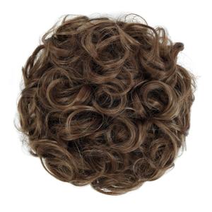 Short Mess Curly Dish Bun Hair Extension Scrunchy Bun Chignon Buns Ponytail Hair Pieces for Women Easy Stretch Hair Combs Clip in Ponytail Extension (12#LBR) (light brown)