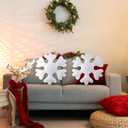 Soaoo 2 Pcs Winter Snowflake Pillow Decorative Winter Snowflake Throw Pillows Soft Plush Pillow White Snowflakes Shaped Pillows for Couch Sofa Bedroom Decoration 15.7 Inch, 11.8 Inch